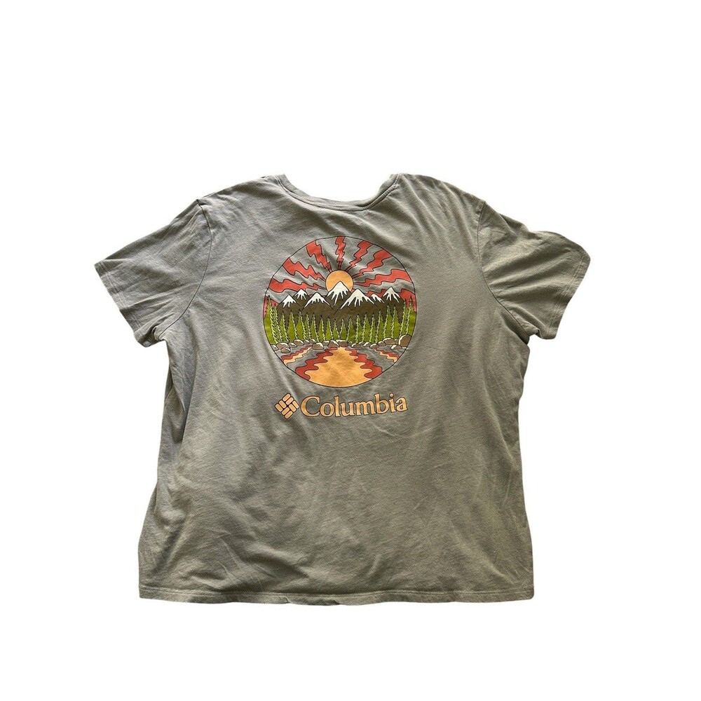 Columbia Women's XL Mountain Sunset Graphic T-Shirt Gray Gorpcore Nature